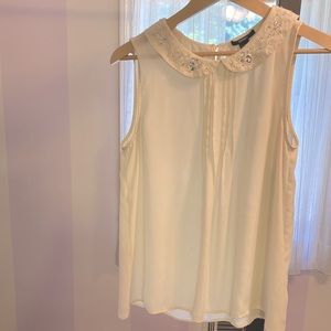 Beaded Peter Pan collar sleeveless top